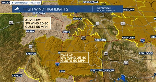 Cold front to bring strong surface wind back to SW Montana Wednesday
