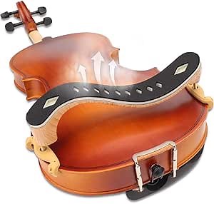 LMS Violin Shoulder Rest 4/4 3/4 Full Size, Hollowed Out Foam Shoulder Rest for Violin Accessories for Beginner Shoulder Rest Pad with Mute Rosin, Ergonomic for Prolonged Play (Khaki, 4/4, 3/4)