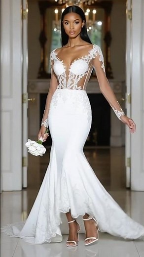 The sheer lace bodice detail is everything! 🔥🔥 #weddinggowns #bridaloutfit #aifashion