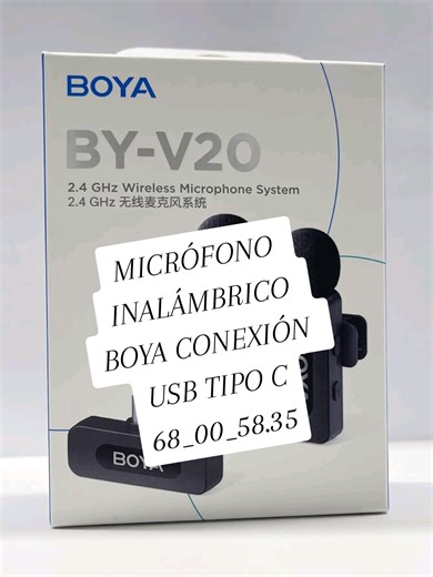 🎤✨ ¡Lleva tu audio al siguiente nivel con el BOYA BY-V20! Micrófono inalámbrico de dos transmisores   un receptor USB-C 🔌 👉 Ideal para creadores de contenido, entrevistas, clases online y transmisiones en vivo. ✔️ Sonido nítido y profesional ✔️ Plug & Play, sin configuraciones complicadas ✔️ Batería de larga duración para grabar sin interrupciones ✔️ Alcance estable y confiable 📲 Compatible con smartphones Android, tablets y laptops con puerto USB-C. ¡Haz que tu voz se escuche clara en cada 