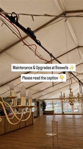 Our marquee linings are currently away for a professional deep clean, ready for the 2026 wedding season ahead. We’re also installing a brand-new state of the art surround sound system, ensuring every corner of the marquee enjoys the full atmosphere — and that those heartfelt, carefully written speeches are heard loud and clear. We love a good spruce and refresh here at Boswells, and we can’t wait for you to see… and hear… the difference. | Boswells Estate Weddings