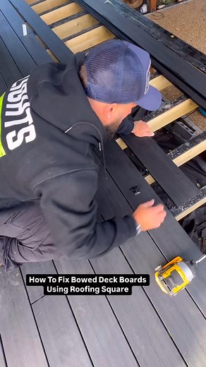 1.4M views · 3.2K reactions | How To Fix Bowed Decking Boards (Roofing Square) ___howto _how _homeimprovement #doityourself #diy #reels #build #asmr #asmrsounds #hacks #lifehacks #deck #decking __Have you seen this method before _ | Wood Work Master | Facebook
