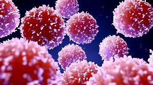 3d illustration lymphocytes, t cells or cancer cells in motion