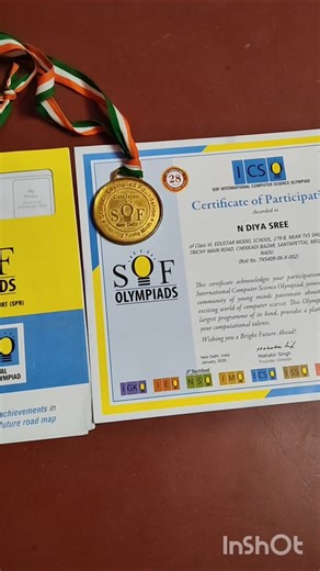 my daughter write Computer Science Olympiad exam results #video#certificate and medal🏅#olympiadexam