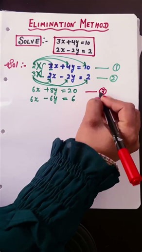 Class10|Elimination method #maths #mathstricks #mathshorts