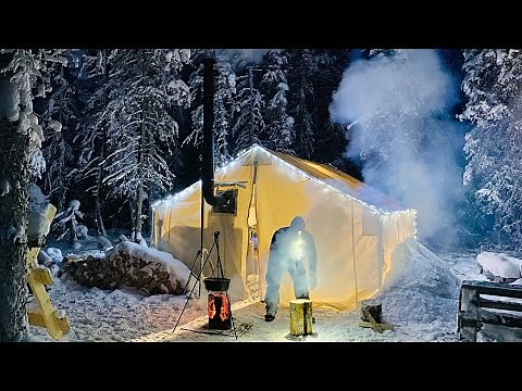 -38C EXTREME COLD WINTER CAMPING in a HOT LOVE SHACK *Valentines Day*