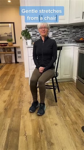 Stretching throughout the day in small amounts will keep you flexible. Never force a stretch. Reach gently until you can feel a stretch and hold it. You can hold these stretches longer than I’m holding them as I had to fit them into a shorter format for social media. You can fit these in when you’re sitting on the couch. | Karen Brown