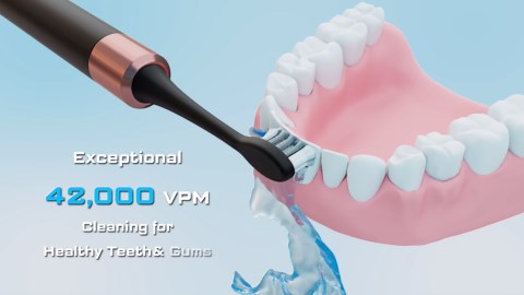 Sonic Electric Toothbrush for Adults and Kids, Comes with 10 Brush Heads & Travel Case, 5 Modes with 2 Minutes Built in Smart Timer, One Charge for 90 Days, 42,000 VPM Motor (Black)