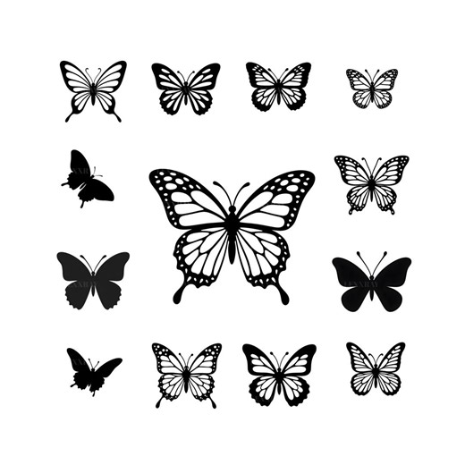 Butterfly Silhouette Clipart Bundle | Vector Graphics SVG PNG Transparent Digital Download - Etsy