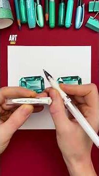 I reproduce this precious stone identically 🔥 How do I draw an emerald? 😎💎 #emerald #drawingtuto