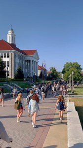 The sun is shining, students are here, must be the first day of classes! Who remembers walking to their first class at JMU? | James Madison University