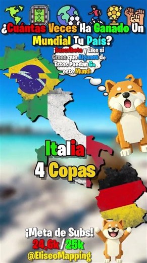 ¿Cuántas Veces Ha Ganado Un Mundial Tu Pais? 🌐🤔 #mundial #mapping #copadelmundo #pais #ganador #map