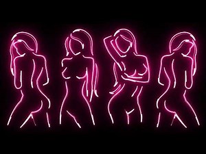 Abstract Neon Glowing Female Woman Outlined Body Silhouettes Video Background Sexy Screensaver 4K