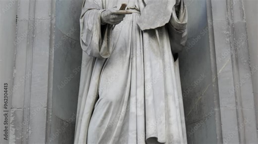 Statue of Leon Battista Alberti in the niches of the Uffizi Gallery colonnade, Florence, Italy.