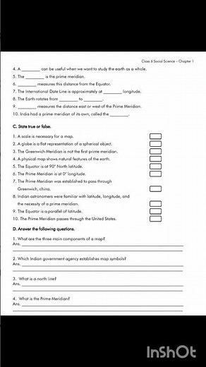 Class-6 Locating Places on the Earth 🌎 #sst #important #worksheet #exampreparation