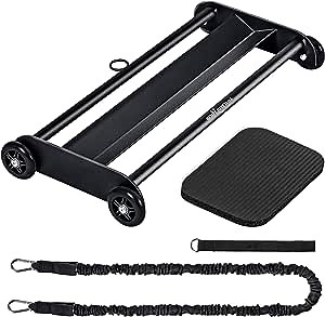 BODYRHYTHM Glute Ham Glider with Knee Mat & Resistance Bands for Home Gym Workout, Glute Hamstring, Leg Exercise & Ab Wheel Roller Equipment, Abdominal & Core Strength Trainer.