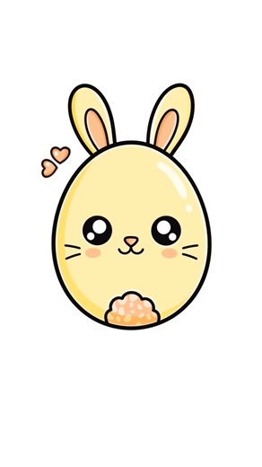How To Draw Step-by-Step Cute 🐣Easter Bunny Egg Easy| Draw Kawaii Easter 🐣 Egg #viralshort #shorts