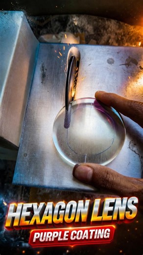 How To Cutting High Power Hexagon Shape Lens | How To Cutting Purple Lens
