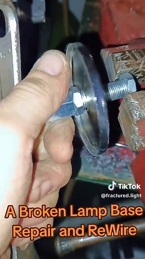 Broken Lamp Base Repair and ReWire Project...luckily a clean break so easily fixed and a ReWire to seal the deal .. #fracturedlightcreations #fracturedlight #lampbase #nutsandnipples #wirenuts