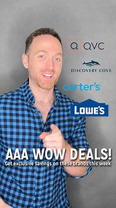 5.2K views · 36 reactions | Ready for WOW-worthy deals?  Enjoy unforgettable adventures at Discovery Cove and stylish picks for the little ones at Carter’s. Plus, score beauty finds at QVC and a free smart garage door keypad with purchase at Lowe’s. Ready to save big? Tap in now at AAA.com/WOW! #AAAMemberPerks #WeeklySavings #AAAWowDeals #ExclusiveSavings | AAA The Auto Club Group | Facebook