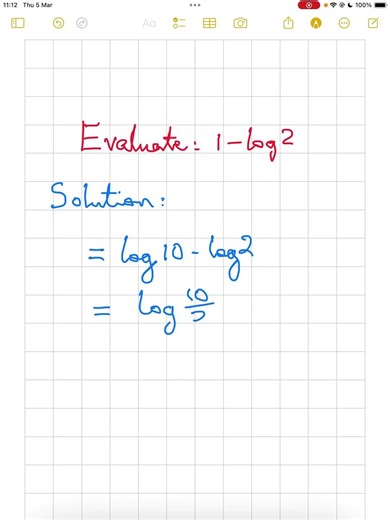 Log Trick: 1 − log 2 in 10 Seconds 🔥
