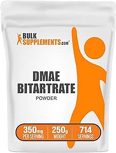 BulkSupplements.com DMAE Bitartrate Powder - Dimethylaminoethanol Bitartrate, DMAE Supplement - Unflavored & Gluten Free, 350mg per Serving, 250g (8.8 oz) (Pack of 1)