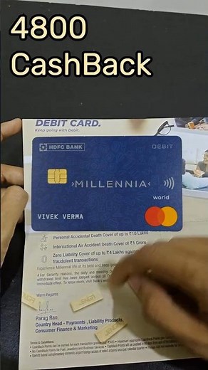 Millennia Debit Card 💳💸 | HDFC | #debitcard #cashback #cards #unboxing #earning