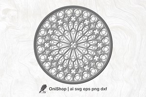 Gothic Rose Window, 5 Layer SVG, 3D Church Roze Window Vector DXF, Cathedral Window, Svg Ai Eps Dxf, Cut File, Silhouette Svg - Etsy