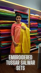 12K views · 199 reactions | Cross stitch embroidered tussar salwar set collection. Get this collection from our website by clicking the link below now: https://aham.store/collections/tussar-salwar-sets | Aham Designer Boutique | Facebook