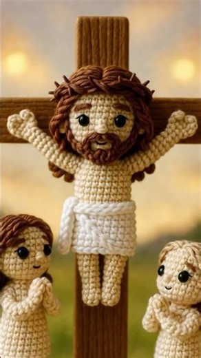 Amigurumi Crochet Jesus on the Cross – Soft and Hopeful Christian Art