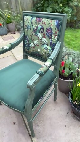 Dragonfly Accent Chair – Green Velvet Seat, Statement Armchair, Maximalist Upholstered Chair, Nature Inspired Furniture