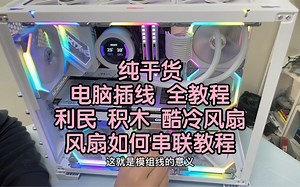 纯干货 手把手演示 电脑如何插线 全模组电源线安装 机箱面板USB2.0 3.0 音频跳线 开机跳线 利民 酷冷至尊 积木风扇 如何串联 如何神光同步！