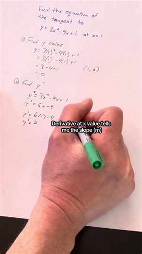 Use calculus to find the equation of the tangent #derivatives #calculus #maths