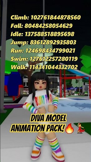 FREE DIVA MDOEL ANIMATION Pack Codes 🔥🤩💃 #roblox #animationpack #shorts #brookhaven