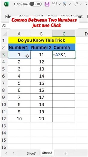How to Add Commas Between Numbers in Excel | Number Formatting Trick #excel #exceltips #exceltricks
