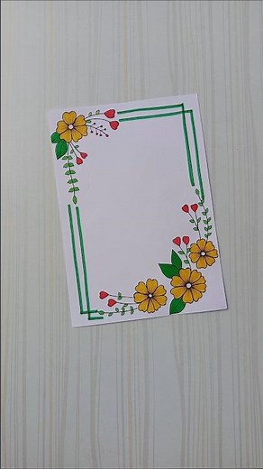 Yellow Floral Border Design | Simple Project Frame Idea/6 easy border design/Priyanka Gunwal #shorts
