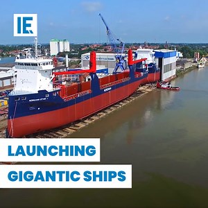 Here is how massive ships are launched into the water . | Interesting Engineering