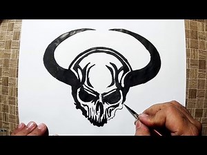 How to Draw A Devil Head with Horns || YZArts