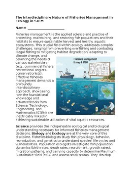 Fisheries in Ecology & STEM - No Prep - Worksheet - 100% Editable