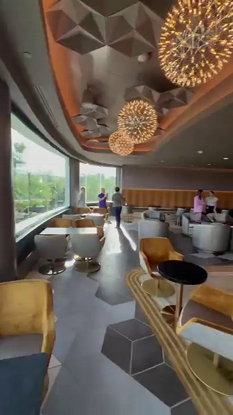 inside epcot's new geo-82 lounge at spaceship earth
