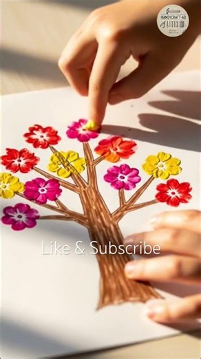 Fingerprint Tree Art 🌳 Easy & Cute Kids Craft #trendingshorts #trending #viral #viralvideo #diy