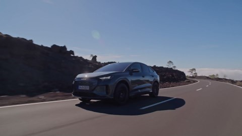 Audi Q4 Sportback e-tron quattro performance in sage green driving video