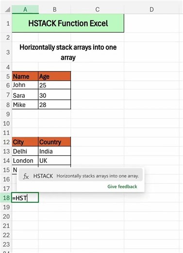 HSTACK Function in Excel | Combine Columns Instantly 🚀📊