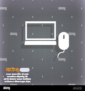 Computer widescreen monitor, mouse sign icon. On the blue-green abstract background with shadow and space for your text. Vector Stock Vector Image & Art - Alamy