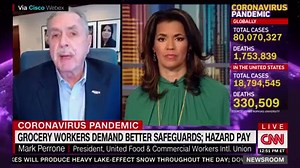 "Grocery workers on the frontlines of #COVID19 are bravely putting their health at risk daily so our families can put food on the table. Every CEO must restore #HazardPay now for these courageous essential workers." Watch & Share: United Food and Commercial Workers International Union President Marc Perrone on CNN highlights need to strengthen pay and protections now for UFCW frontline workers across the country. | United Food and Commercial Workers International Union
