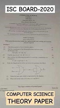 | Computer Science Paper-1 (Theory) | | ISC BOARD-2020 | #computerscience #java #class12