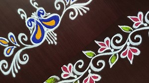 4.8K views · 33 reactions | https://youtu.be/lVYFmFUBPUc Rangoli border designs | Easy door rangoli | border muggulu | side kolam | Rangoli borders #35 | Vandana rangoli | Facebook