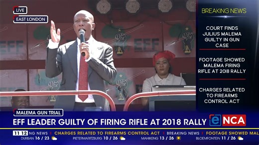 EFF leader Julius Malema addresses supporters outside court in East London after being found guilty of firing a rifle at a 2018 rally. #DStv403 | eNCAnews
