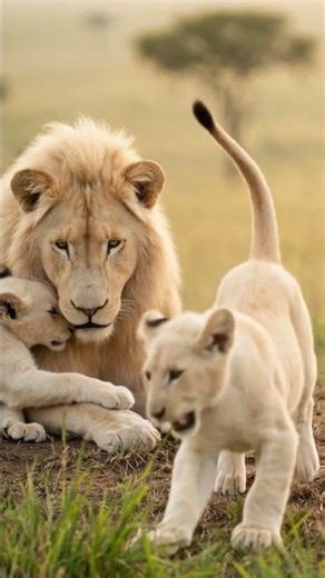 The King Protects His Legacy 🦁✨ Rare White Lion Family Moment
