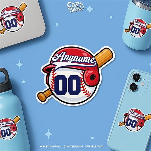 Custom Baseball Sticker, Personalized Baseball Team Player Sports Name Number Vinyl Sticker for Water Bottle Kindle Helmet - Etsy